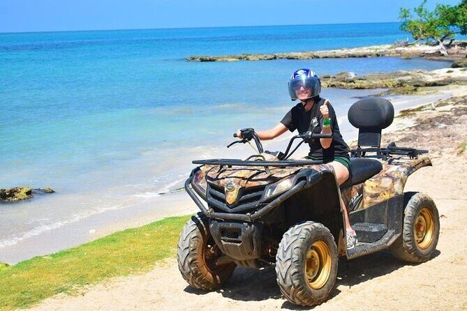 Jamwest ATV Off-Road Adventure & Zipline Combo in Negril - First stop: Jamwest Speedway area, helmets, goggles, and practice laps